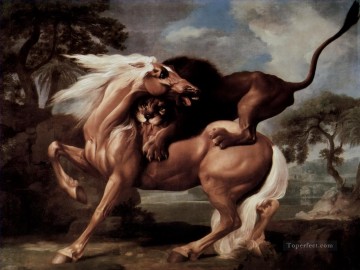 馬 Painting - ジョージ・スタッブスの馬がライオンに襲われる